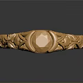 Elegant Golden Ring With Intricate Carved Design And Central Gemstone