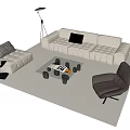 Modern Italian Sofa Combination Sofa Coffee Table Combination Side Table Coffee Table Multi-Person Sofa Single Person Sofa Living Room Sofa Jewelry Ornaments 3d model