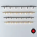 Modern Linear Chandeliers With Black And Gold Metal Bars And Multiple Bulbs