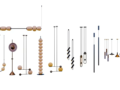 Various Modern Stylish Pendant Lights With Different Shapes For Home Interior Decor 3d model
