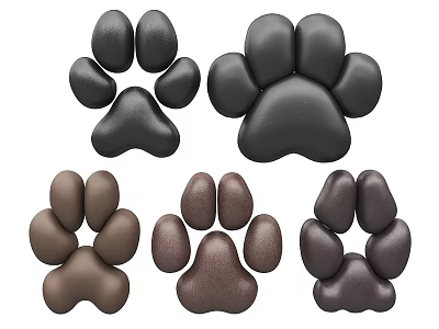Decorative Pet Paw Print Wall Decor In Black And Brown Styles 3d model