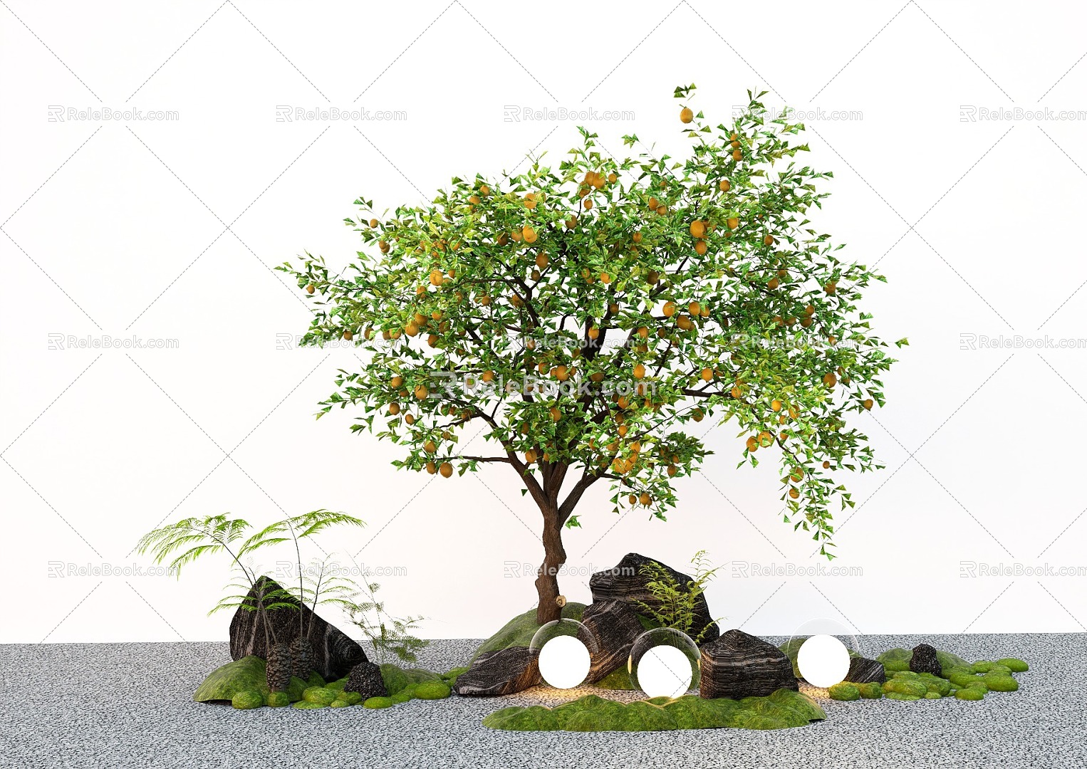 Modern Arbor Orange Tree Lemon Tree Garden Tree Micro Terrain 3d model