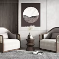 New Chinese Style Casual Sofa Combination Single Sofa 3d model