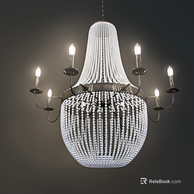 Crystal Chandelier With Multiple Arms And Candle Shaped Bulbs For Elegant Lighting 3d model 