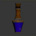 Decorative Household Glass Bottle With Wooden Cap And Carved Purple Blue Design