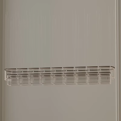 Modern Minimalist Transparent Metal Long Strip Chandelier Ceiling Mounted for Interior Design 3d model