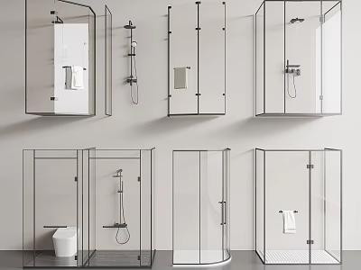 Modern Transparent Glass Shower Sauna Enclosures With Various Designs And Shower Accessories 3d model