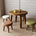 Nordic children's table stool combination 3d model