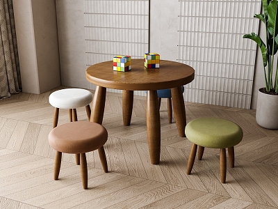 Nordic children's table stool combination 3d model