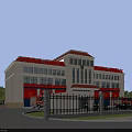 Aerial View Planning of Modern Buildings With Greenery Roads and Basketball Court