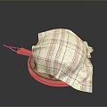 Fresh Homemade Food on Wooden Tray with Red and White Checkered Cloth and Wooden Tool