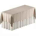 Elegant Reception Desk With Beige Tablecloth And White Pleated Skirt