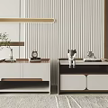 Modern Bedside Tables With Minimalist Design And Decorative Accents On Striped Wall Background