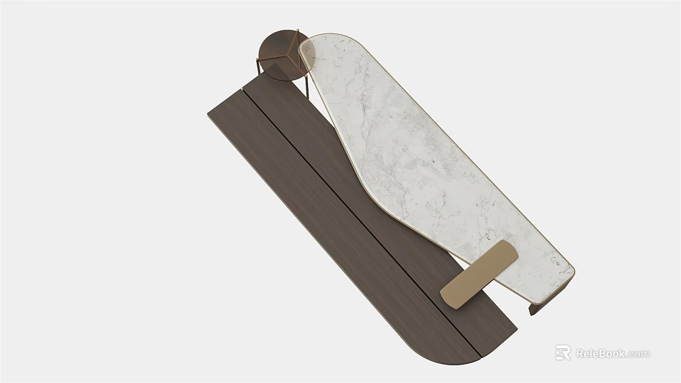 Modern Coffee Table With Wooden Frame And White Marble Top Design 3d model 