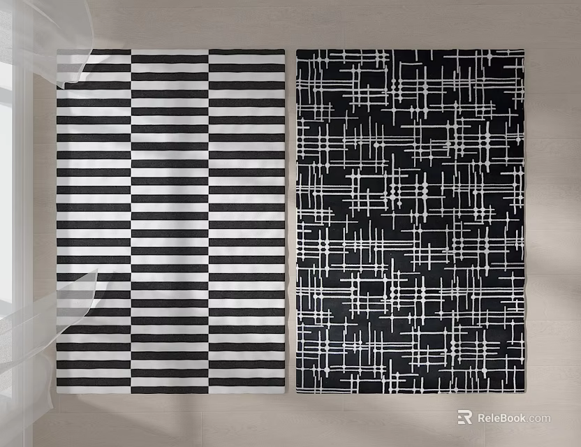 Modern Square Rugs Featuring Striped and Geometric Patterns for Home Decor 3d model