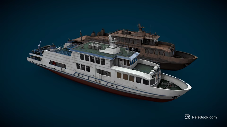 Modern White Yacht Exterior With Multiple Decks And Large Glass Windows 3d model 