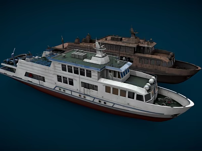 Modern White Yacht Exterior With Multiple Decks And Large Glass Windows 3d model