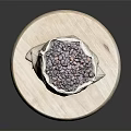 Burlap Bag Filled With Coffee Beans On Round Wooden Disc