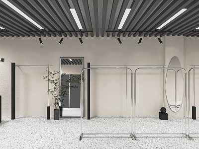 Modern Clothing Store Women's Clothing Store Clothing Shelf Booth Cashier Shaped Showcase Fitting Mirror Nakajima Booth 3d model