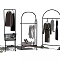 Modern Metal Arc Coat Racks with Hanging Clothes Shoes and Storage Basket