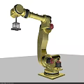Smart Machine Yellow Robotic Arm Grasping Metal Component In Industrial Environment 3d model