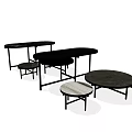Modern Coffee Tables Featuring Marble Tops Black Metal Frames And Various Shapes 3d model
