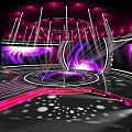 Colorful Stage Design Featuring Purple Pink Lighting Circular Structure And Illuminated Center