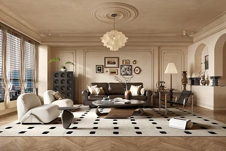 French Living Room Middle Living Room 3d model
