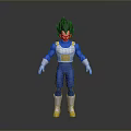 Animated Character Vegeta in Blue Battle Suit with Yellow Belt Yellow Boots and Black Hair