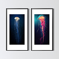 Modern animal painting porch jellyfish decorative painting 3d model