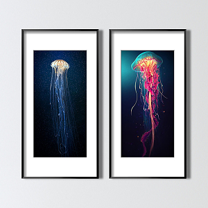 Modern animal painting porch jellyfish decorative painting 3d model