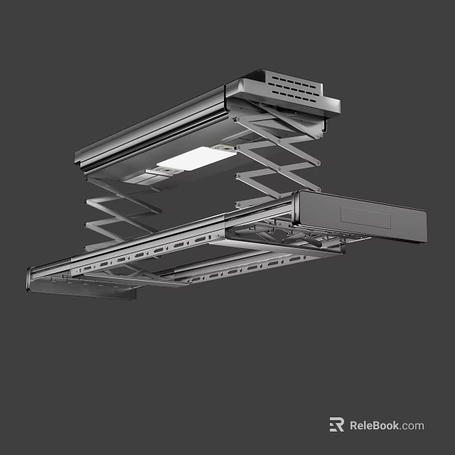Ceiling Mounted Retractable Clothes Hanger With LED Light Modern Space Saving Design For Home Use 3d model 
