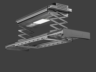 Ceiling Mounted Retractable Clothes Hanger With LED Light Modern Space Saving Design For Home Use 3d model