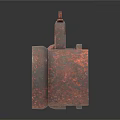 Rusty Metal Parts Collection With Circular Rings And Square Support Brackets