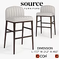 Modern Elegant Bar Stools With Tufted Backrest White Padded Seat And Dark Wooden Legs
