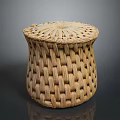Handcrafted Woven Stool With Rounded Top Natural Fiber And Rustic Design