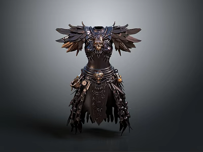 Intricate Character Armor With Winged Biological Creature Design And Ornate Decorative Elements 3d model