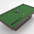 Green Felt Billiard Table With Triangle Rack Cues And Balls 3d model