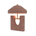 Pink Table Lamp With Column Base U Shaped Cutout Domed Shade And Gold Decorative Balls