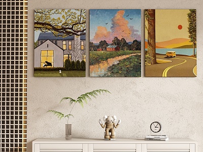 Landscape Decorative Painting Hanging Painting 3d model