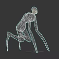 Pale Gray Humanoid Creature With Long Limbs And Twisted Form On Gray Background
