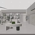 Modern Clothing Store Interior With Mannequins Hanging Clothes And Green Plants