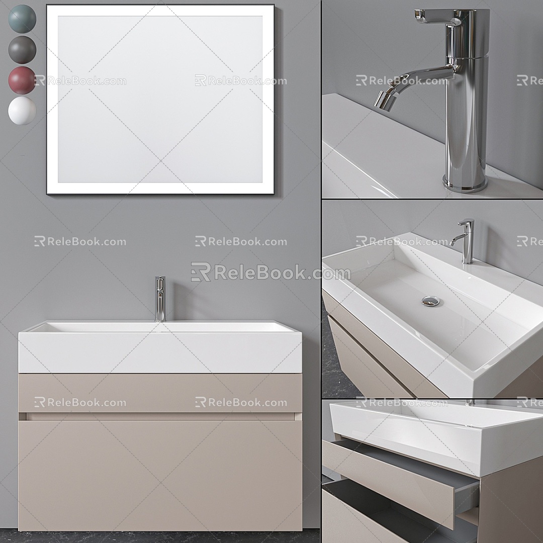 Simple wash basin cabinet 3d model