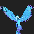 Mythical Flying Creature With Blue And Purple Wings Crown On Head And Ice Crystal Decorations