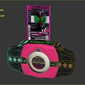 Vibrant Pink And Black Electronic Device With Round Core And Inserted Colorful Card