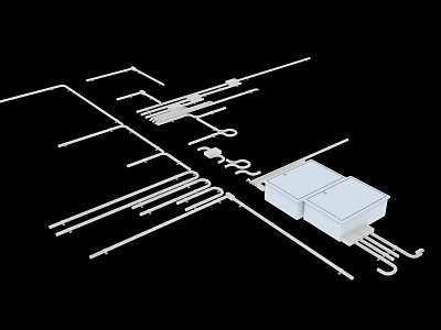 Industrial Equipment Components With Pipes Connectors Fittings and Enclosure Parts 3d model