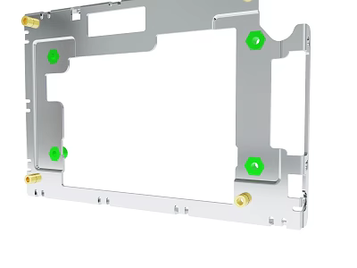 Metal Frame Structure With Green Knobs And Gold Screws Details 3d model