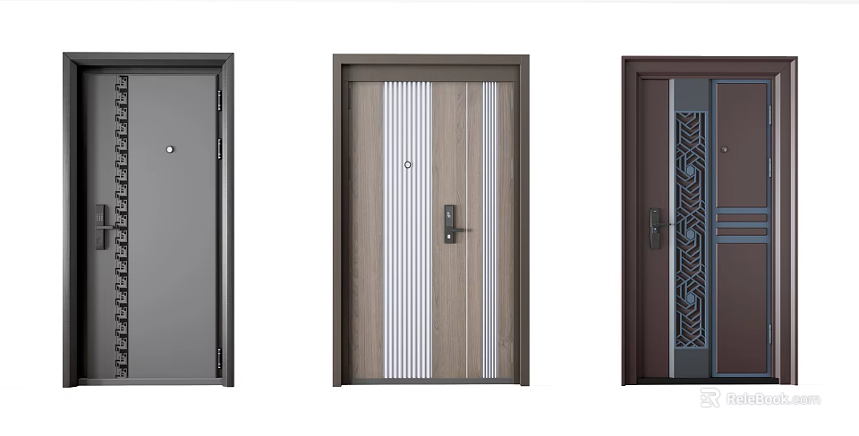 Stylish Security Doors With Various Modern Designs And Durable Construction Features 3d model