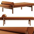 Modern Wooden Bench With Soft Gray White Cushion And Blanket For Living Room Decor