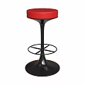 Modern Red Leather Seat Bar Stool With Sleek Black Metal Base Design